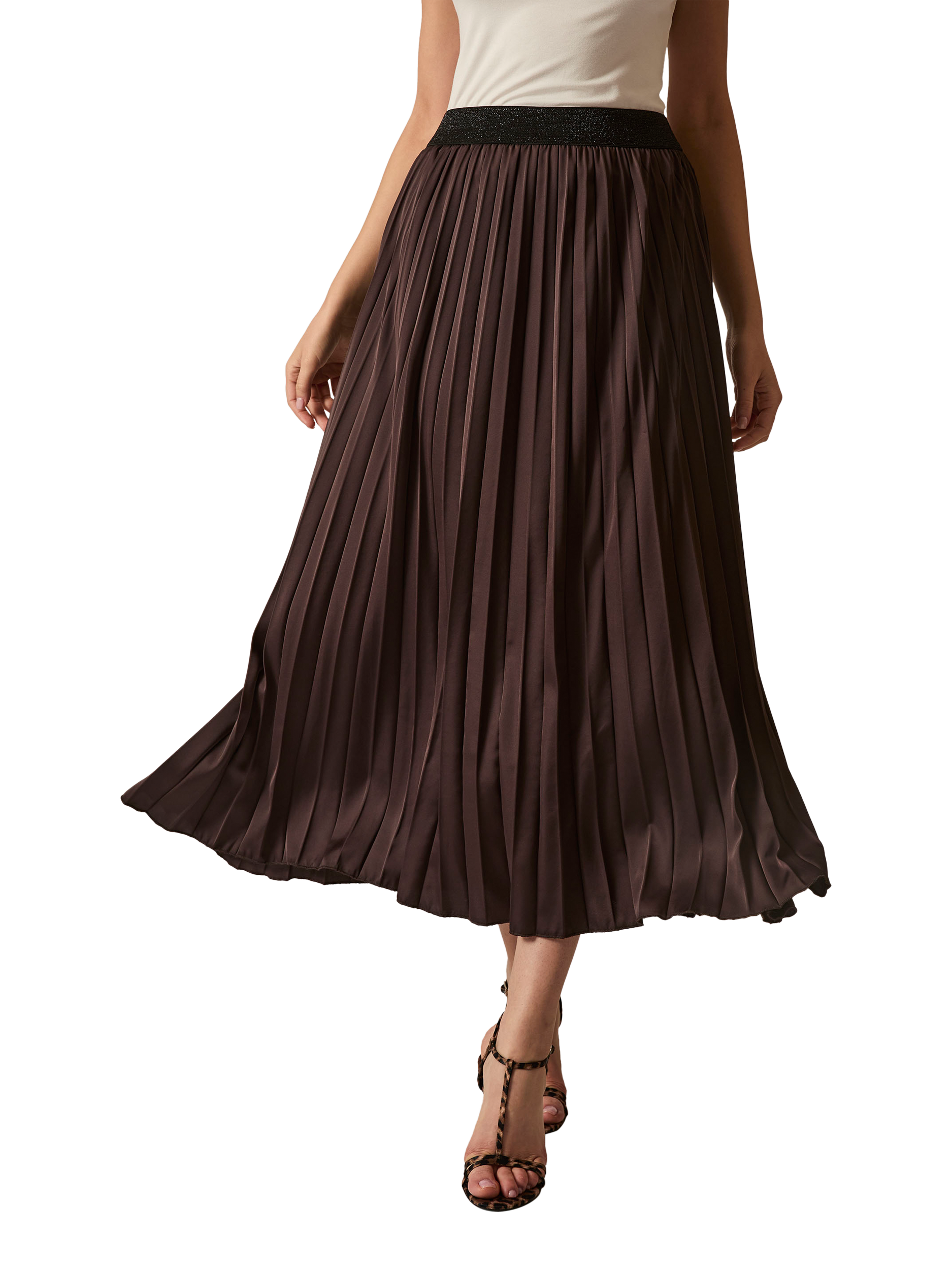 Product image 1 of 5, which shows James Lakeland Pleated Maxi Skirt, Brown, 8
