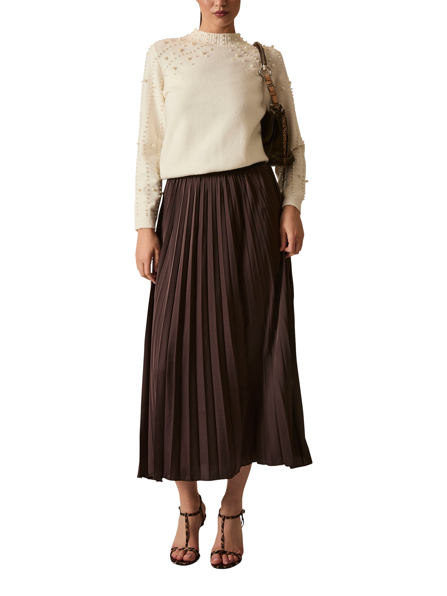 Product image 4 of 5, which shows James Lakeland Pleated Maxi Skirt, Brown, 8