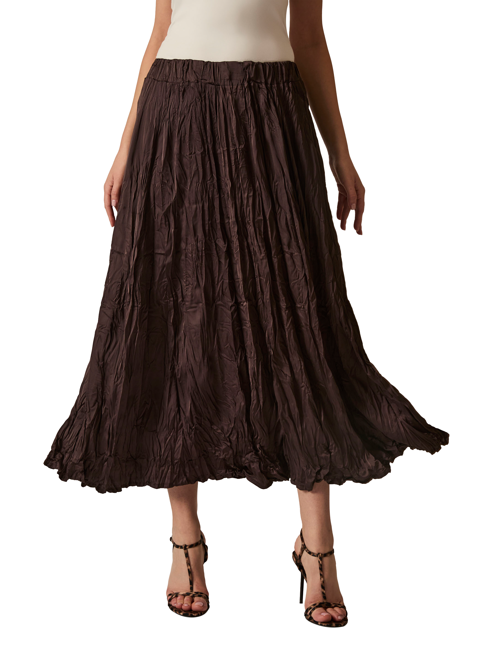 Product image 1 of 5, which shows James Lakeland Crinkle Maxi Skirt, Brown, 8