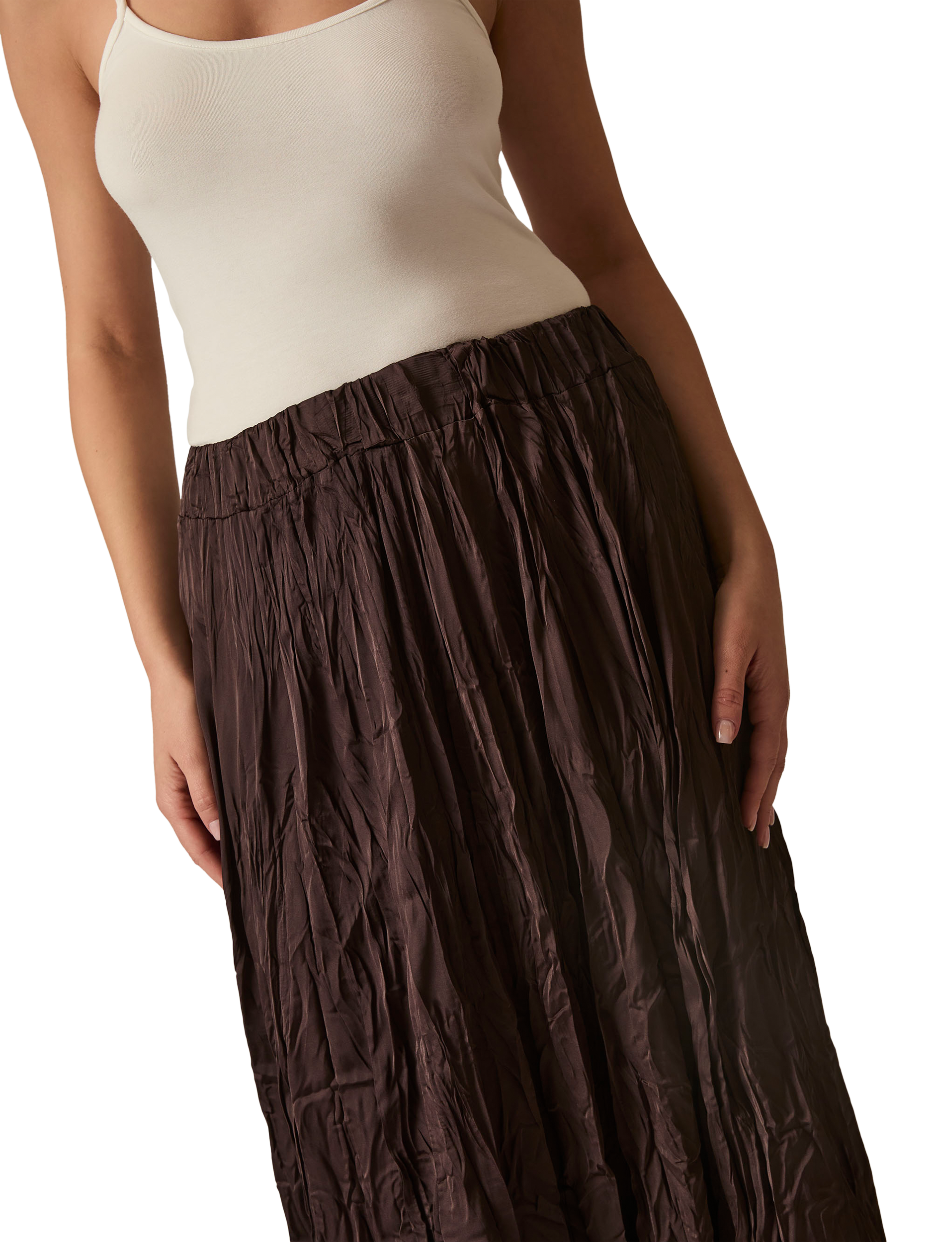 Product image 3 of 5, which shows James Lakeland Crinkle Maxi Skirt, Brown, 8