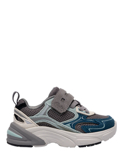 Clarks Kids' Crafton Vibe T Suede and Mesh Trainers, Grey/Multi, Grey/Multi