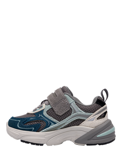 Clarks Kids' Crafton Vibe T Suede and Mesh Trainers, Grey/Multi - view 2, Grey/Multi