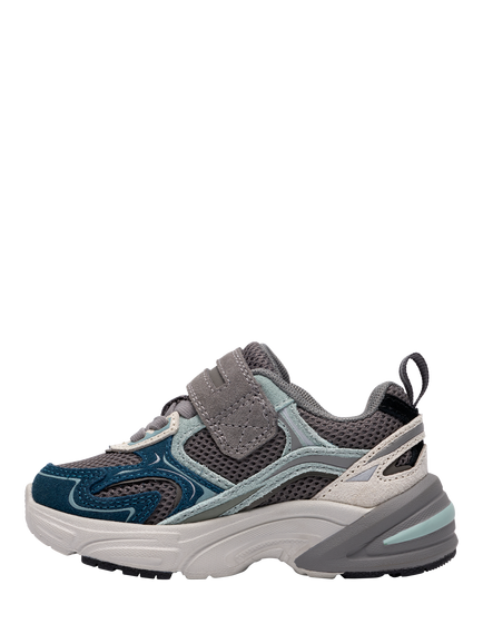 Clarks Kids' Crafton Vibe T Suede and Mesh Trainers, Grey/Multi - view 2, Grey/Multi