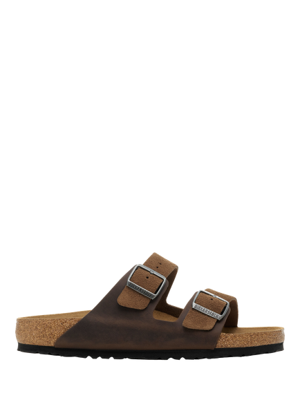 Birkenstock Arizona Suede Oiled Leather Mix Footbed Sandals, Dark Tea, Dark Tea