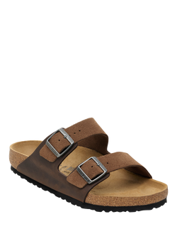 Birkenstock Arizona Mixed Leather Sandals, Dark Tea - view 2, Dark Tea