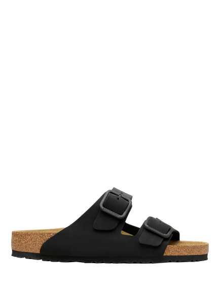 Birkenstock Arizona Nubuck Leather Wire Buckle Footbed Sandals, Black, Black