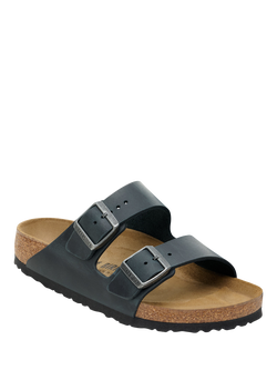 Birkenstock Arizona Double Strap Oiled Leather Sandals, Black - view 2, Black