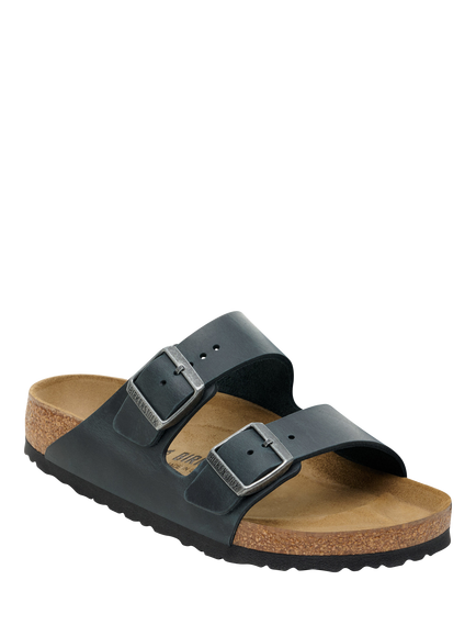 Birkenstock Arizona Oiled Leather Footbed Sandals, Black - view 2, Black