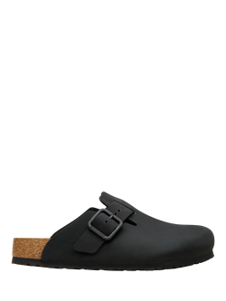 Birkenstock Boston Leather Wire Buckle Sandals, Black, Black