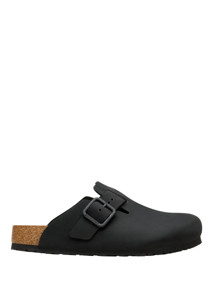 Birkenstock Boston Nubuck Leather Wire Buckle Clogs, Black, Black