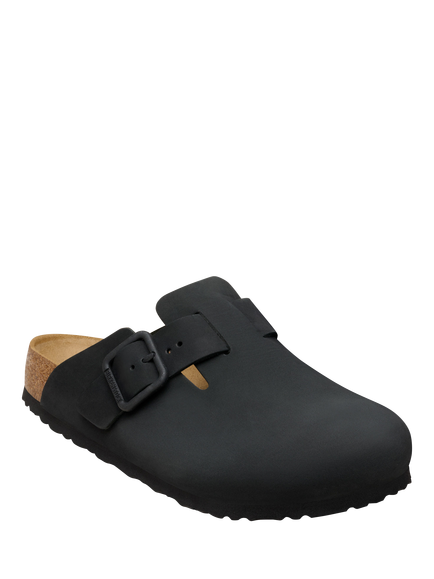 Birkenstock Boston Nubuck Leather Wire Buckle Clogs, Black - view 2, Black