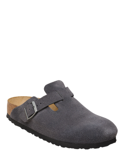 Birkenstock Boston Suede Clogs, Charcoal - view 2, Charcoal