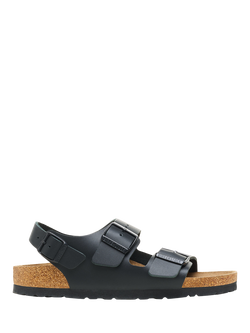 Birkenstock Milano Leather Footbed Sandals, Black, Black
