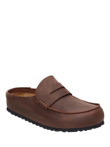 Birkenstock Naples Wrapped Oiled Leather Sandals, Dark Brown - view 2, Dark Brown