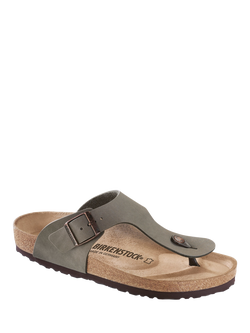 Birkenstock Rameses Wire Buckle Leather Toe Post Sandals, Stone - view 2, Stone