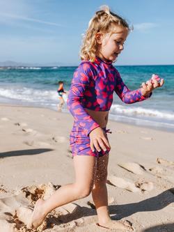 Toastie Kids' UV SPF 50+ Long Sleeve Bikini, Hot Pink Brush Stroke - view 2, Hot Pink Brush Stroke