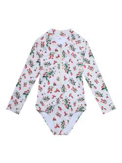 Toastie Kids' UV SPF 50+ Long Sleeve Swimsuit, Strawberry Fields, Strawberry Fields