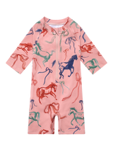 Töastie X Valentina Karnoubi Baby UV SPF 50+ Long Sleeve Swimsuit, Horses & Ribbons