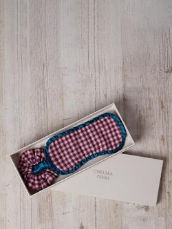 Chelsea Peers Gingham Eye Mask & Hair Scrunchie Set, Pink, Pink