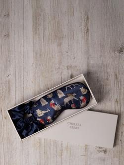 Chelsea Peers Christmas Leopards Satin Eye Mask & Hair Scrunchie Gift Set, Navy, Navy