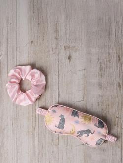 Chelsea Peers Celestial Leopards Satin Eye Mask & Hair Scrunchie Gift Set, Pink - view 2, Pink