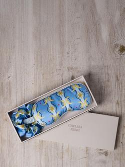 Chelsea Peers Tiled Moon Satin Eye Mask & Hair Scrunchie Gift Set, Blue, Blue