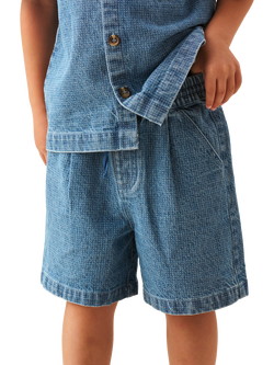 Angel & Rocket Kids' Denim Jacquard Shorts, Blue, Blue