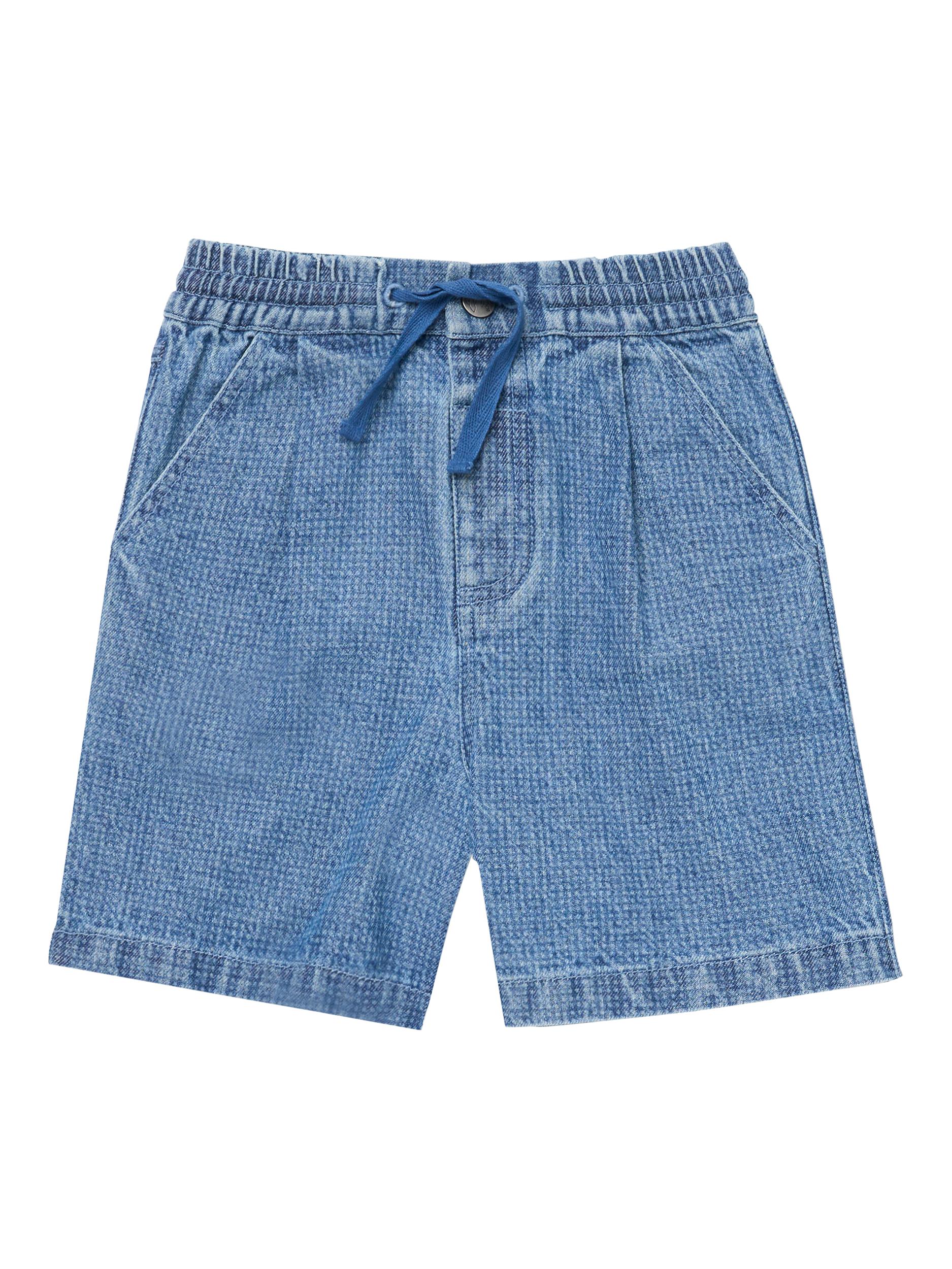 Product image 6 of 7, which shows Angel & Rocket Kids' Denim Jacquard Shorts, Blue, 3 years