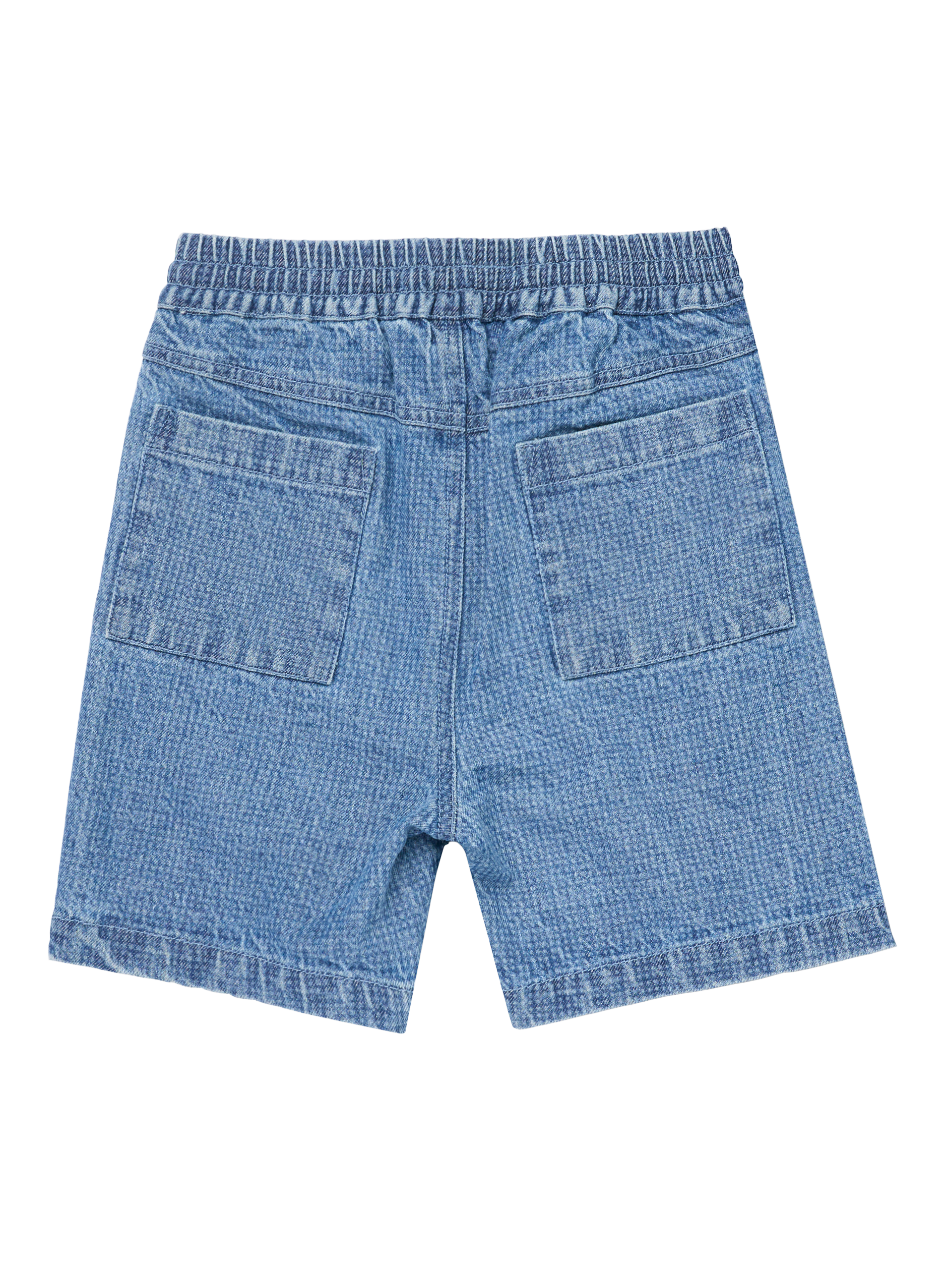 Product image 7 of 7, which shows Angel & Rocket Kids' Denim Jacquard Shorts, Blue, 3 years