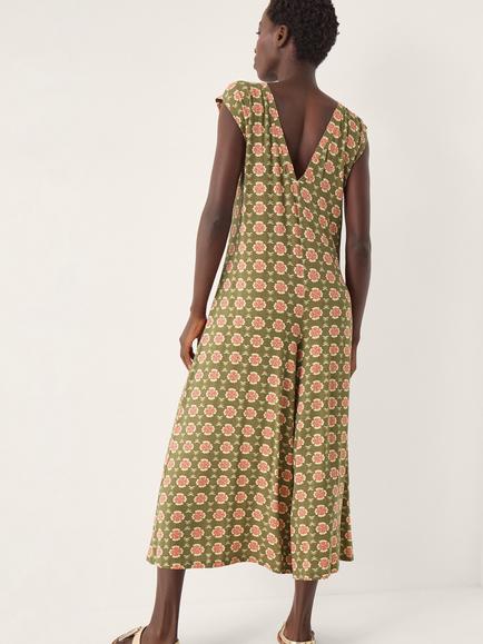 Monsoon Maddie Floral Sleeveless Jumpsuit, Khaki - view 2, Khaki