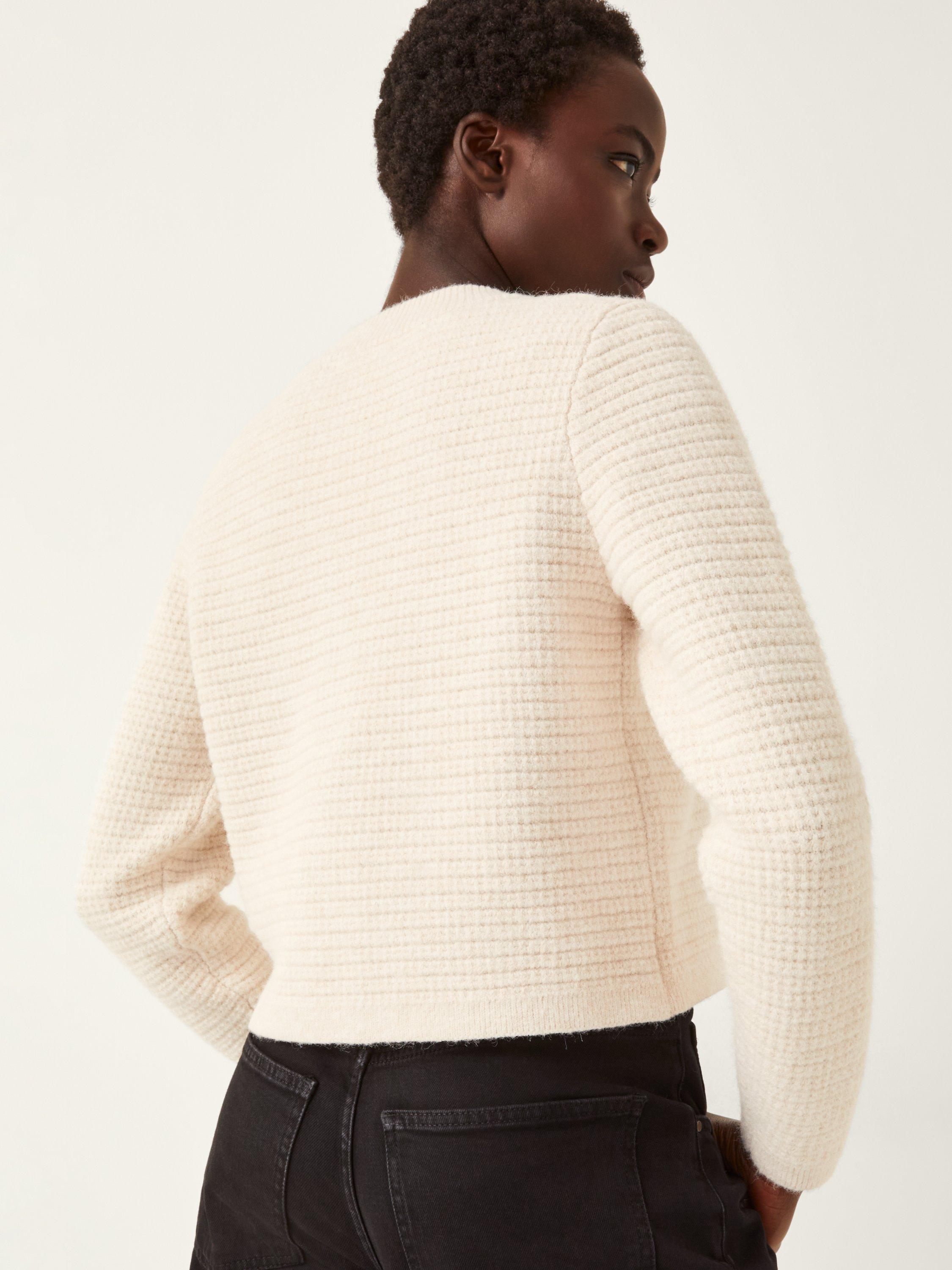 Product image 2 of 5, which shows Monsoon Paula Pearl Embellished Cardigan, Ivory, S