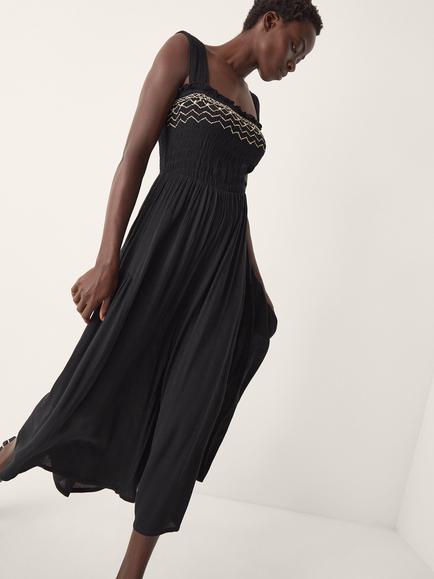 Monsoon Billie Embroidered Jumpsuit, Black, Black