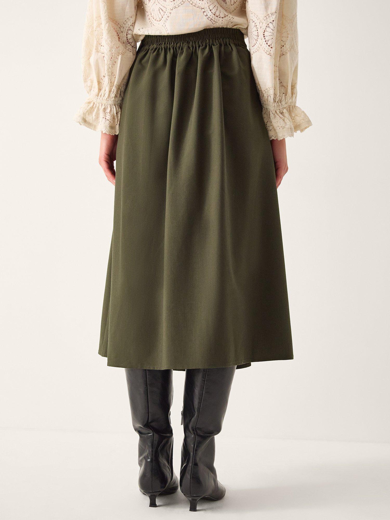 Product image 2 of 6, which shows Monsoon Jillian Kilt Skirt, Khaki, S