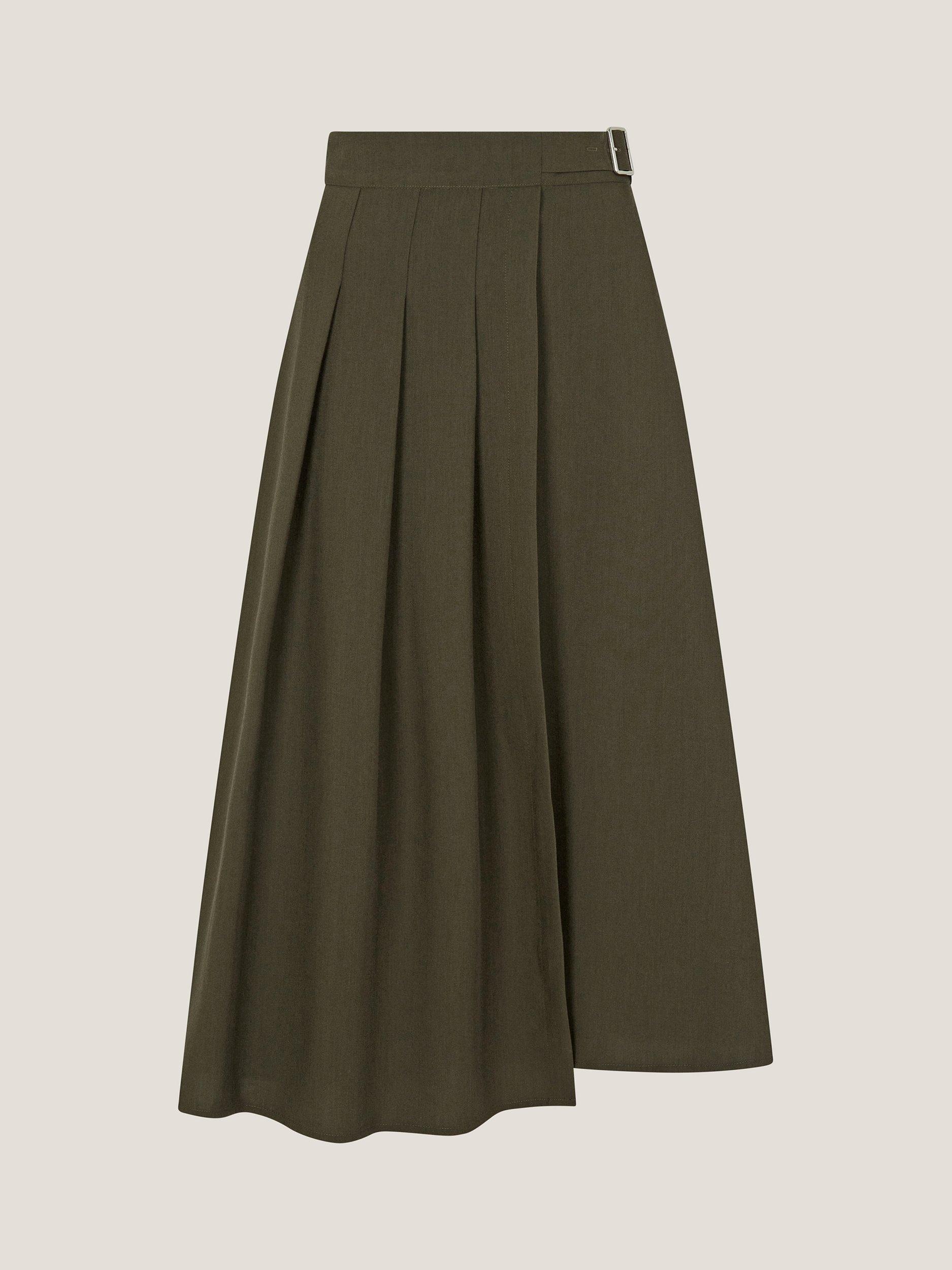 Product image 6 of 6, which shows Monsoon Jillian Kilt Skirt, Khaki, S