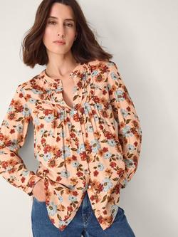 Monsoon Olive Floral Long Sleeve Shirt, Ivory, Ivory