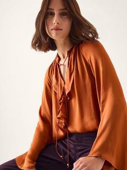 Monsoon Arlette Frill Blouse, Copper, Copper