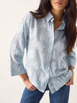 Monsoon Ayla Jacquard Shirt, Blue, Blue
