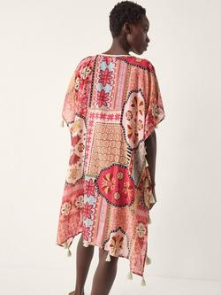 Monsoon Patti Tile Print Mini Kaftan, Dark Pink - view 2, Dark Pink