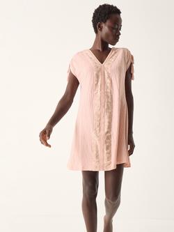 Monsoon Julie Embroidered Mini Kaftan, Pink