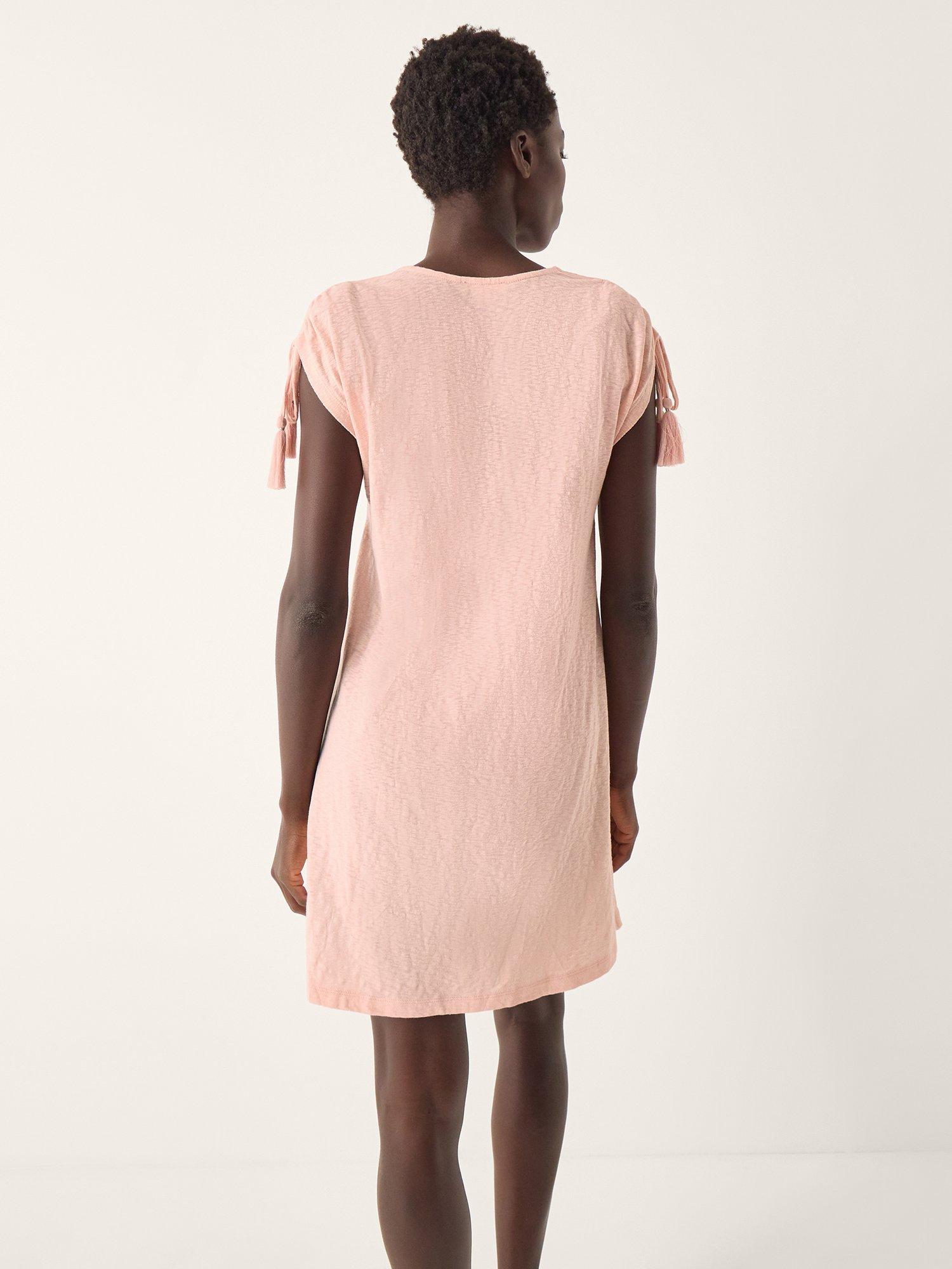 Product image 2 of 4, which shows Monsoon Julie Embroidered Mini Kaftan, Pink, S