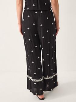 Monsoon Samara Embroidered Wide Leg Trousers, Black - view 2, Black