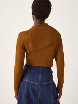 Monsoon Kay Asymmetric Collar Jumper containing LENZING™ ECOVERO™ Viscose, Rust - view 2, Rust