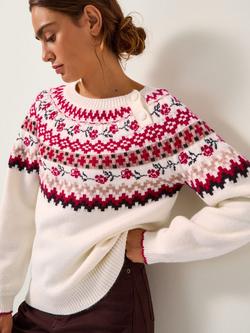 Monsoon Rhi Fair Isle Jumper, Ivory/Multi, Ivory/Multi