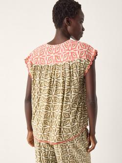 Monsoon Elma Floral Sleeveless Top containing LENZING™ ECOVERO™ Viscose, Khaki - view 2, Khaki