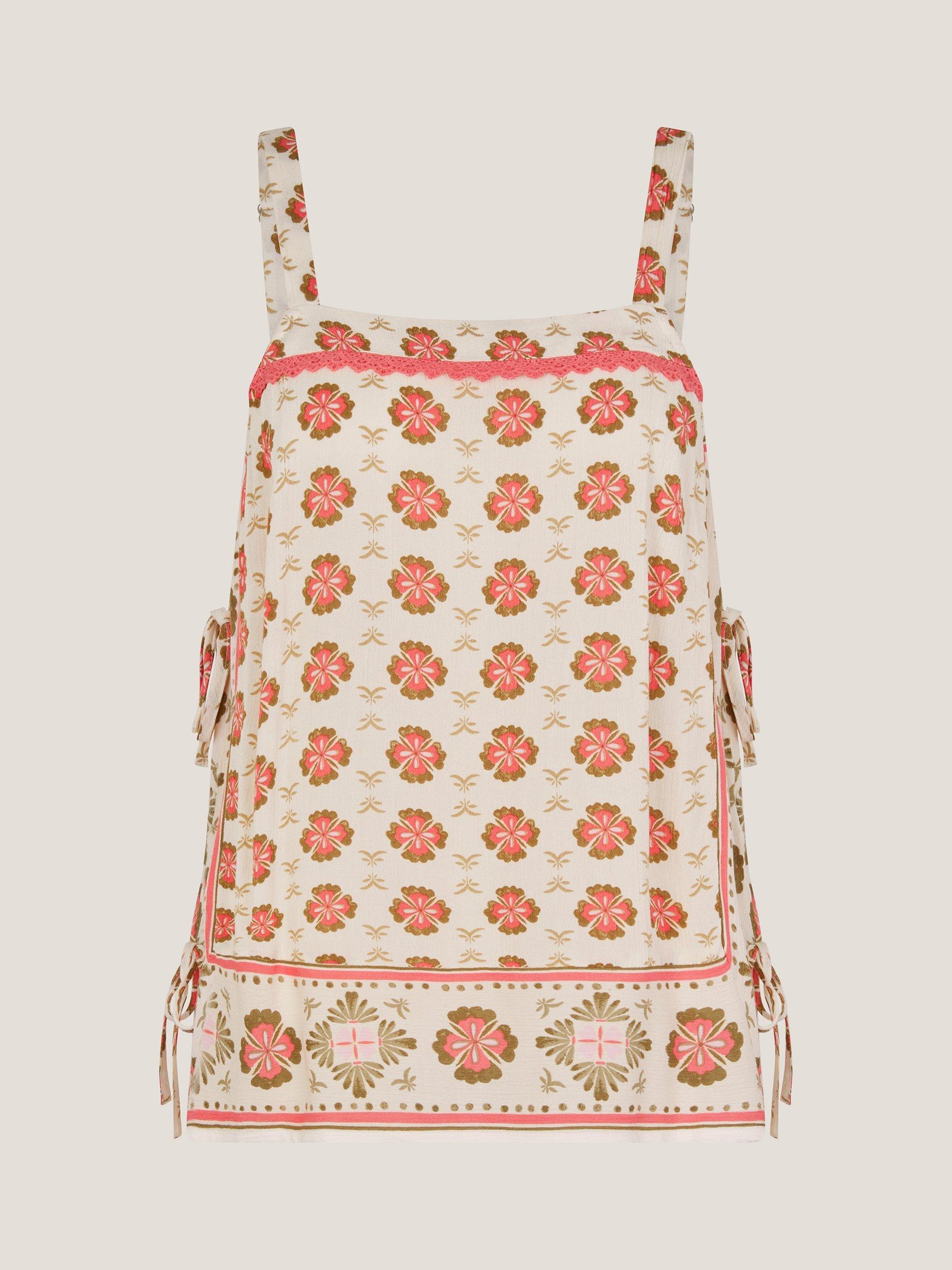 Product image 5 of 5, which shows Monsoon Maddie Floral Cami Top, Ivory, S