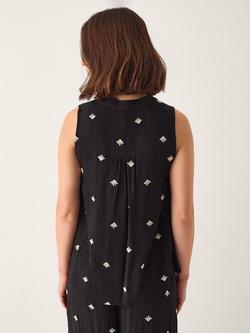 Monsoon Samara Embroidered Tank Top, Black - view 2, Black