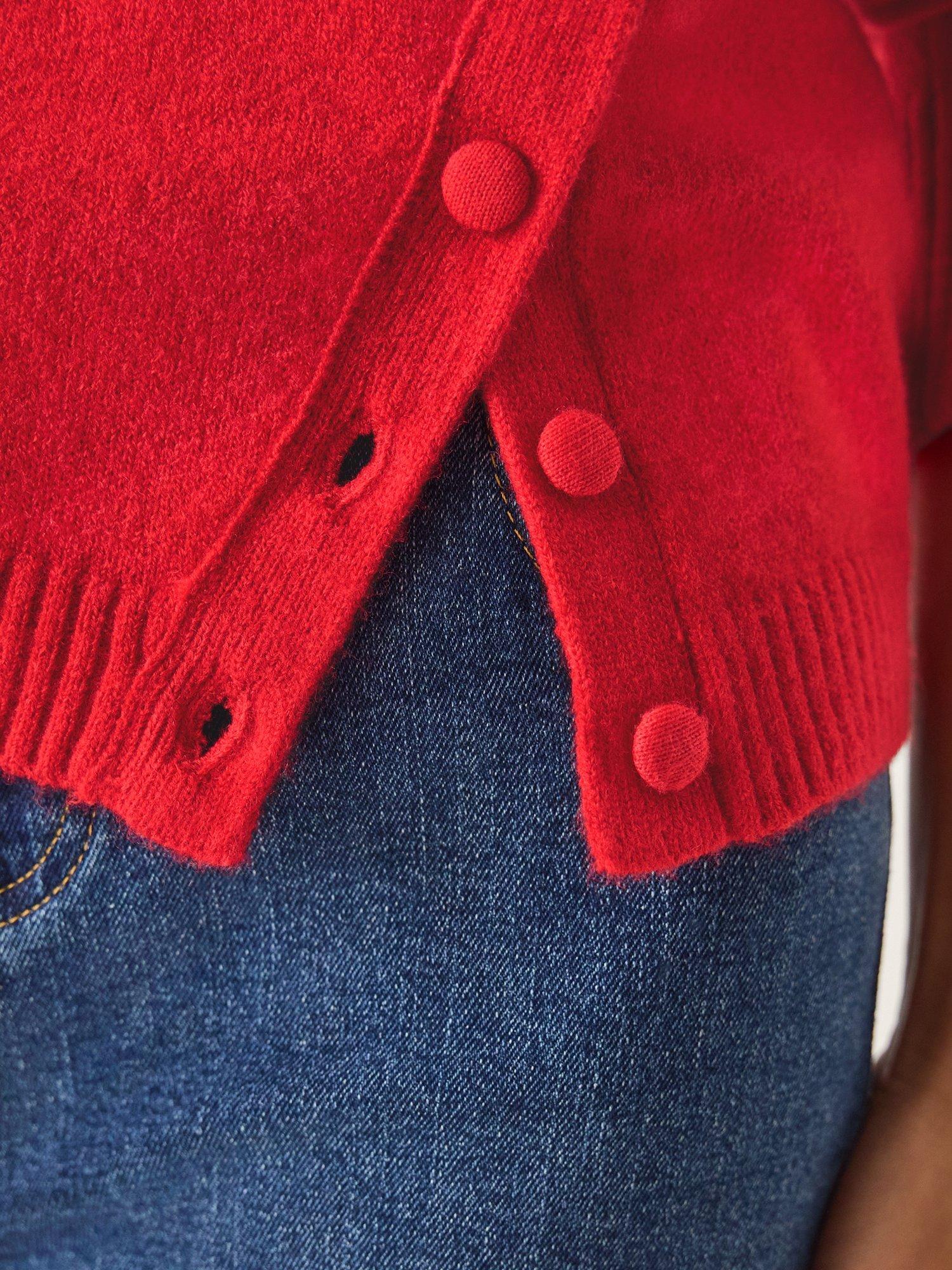 Product image 3 of 4, which shows Monsoon Bray Button Side Jumper, Red, S