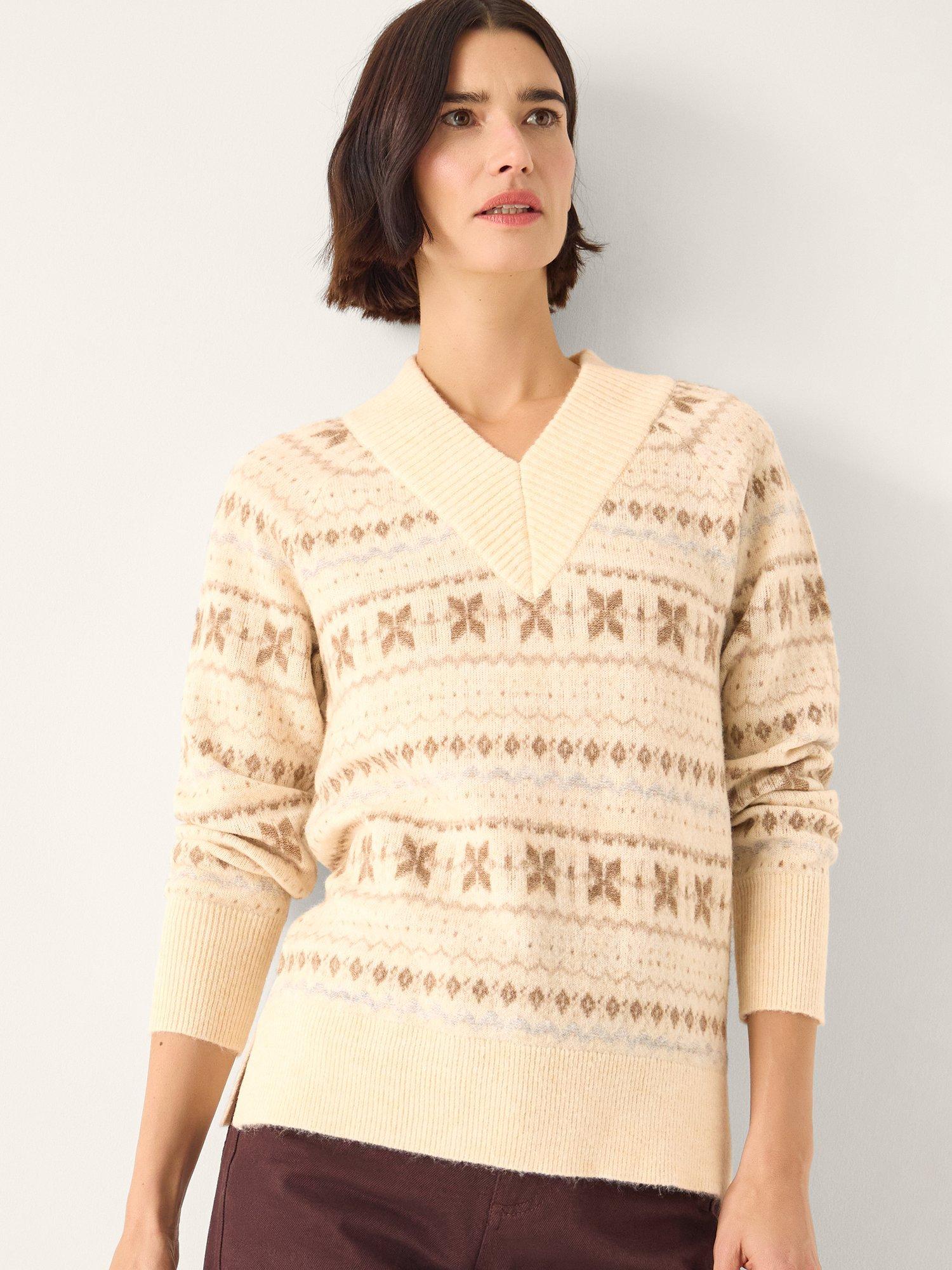 Product image 1 of 5, which shows Monsoon Febe Fair Isle Jumper, Ivory, S
