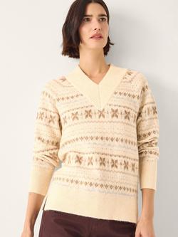 Monsoon Febe Fair Isle Jumper, Ivory, Ivory