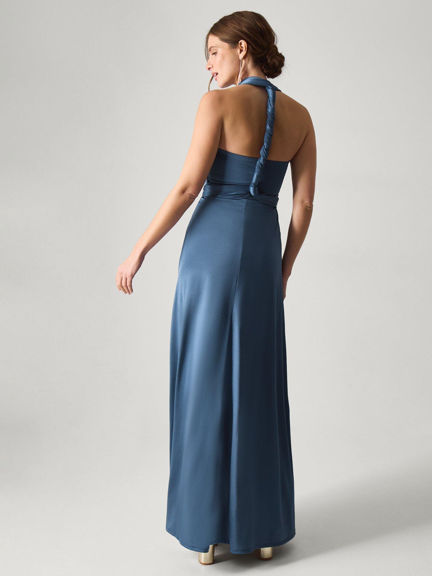 Product image 3 of 5, which shows Monsoon Thea Multiway Bridesmaid Dress, Petrol, 6